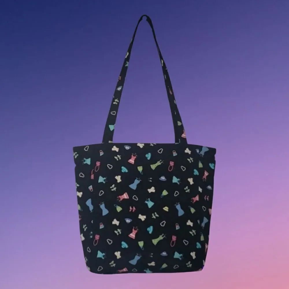 Large Black Fashion Designer Canvas Tote Bag